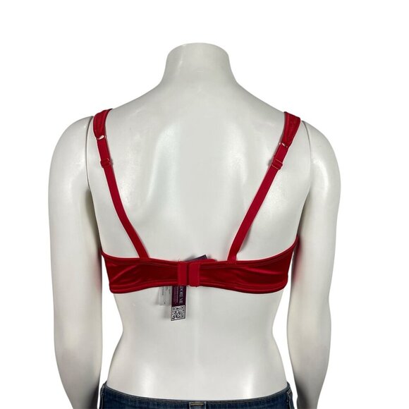 NEW Adore Me Gynger Unlined Quarter Cup Bra Large Red Bow Tie Front Balconette - Picture 3 of 7